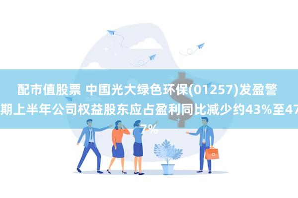 配市值股票 中国光大绿色环保(01257)发盈警 预期上半年公司权益股东应占盈利同比减少约43%至47%