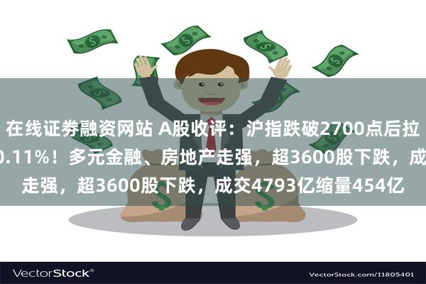 在线证劵融资网站 A股收评：沪指跌破2700点后拉升涨0.49%，创指跌0.11%！多元金融、房地产走强，超3600股下跌，成交4793亿缩量454亿