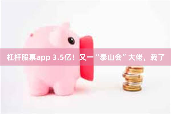 杠杆股票app 3.5亿！又一“泰山会”大佬，栽了