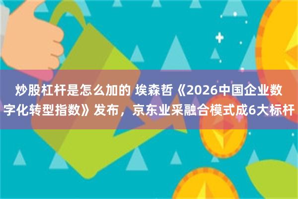 炒股杠杆是怎么加的 埃森哲《2026中国企业数字化转型指数》发布，京东业采融合模式成6大标杆